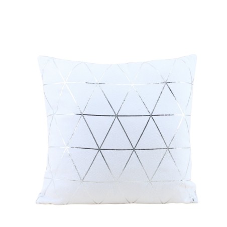 Coussin graphique blanc argent 40x40cm en coton | Hashtag Déco