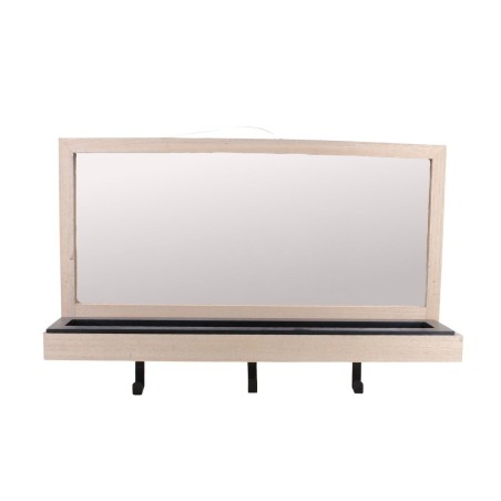 Miroir mural en bois noir avec étagère | Hashtag Déco