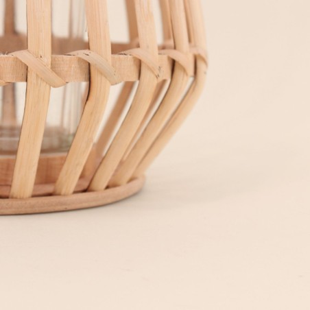 Photophore conique bambou naturel 17cm | Hashtag Déco