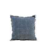 Coussin effet jean à franges bleu 40x40cm | Hashtag Déco