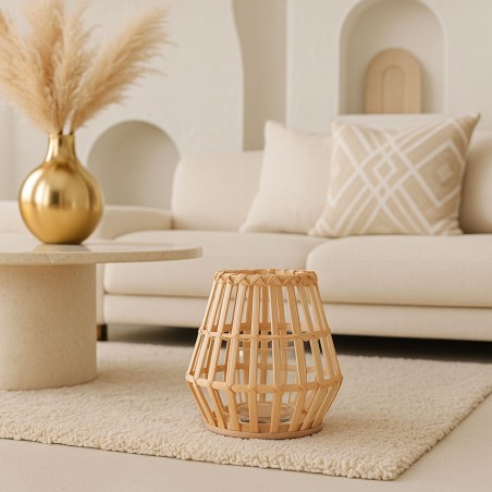 Photophore conique bambou naturel 17cm | Hashtag Déco