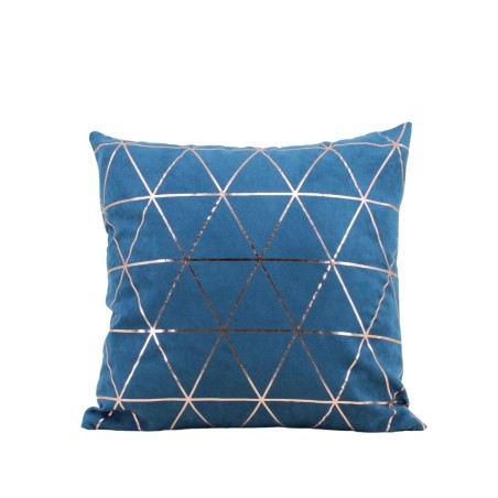 Coussin géométrique bleu coton 40x40 cm | Hashtag Déco
