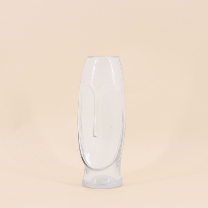Vase visage en verre transparent 24cm | Hashtag Déco