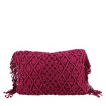 Coussin brodé franges rose 40x60cm coton | Hashtag Déco