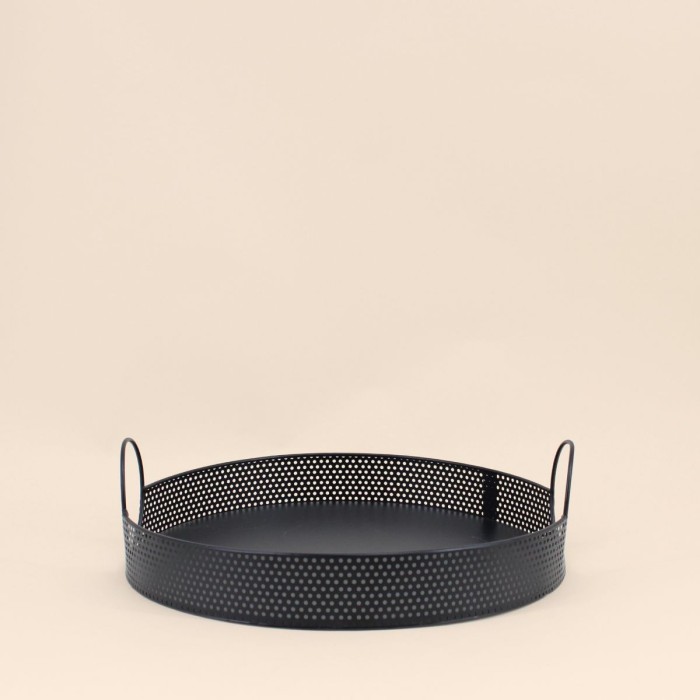 Plateau rond métal noir 35cm élégant | Hashtag Déco