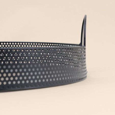 Plateau rond métal noir 35cm élégant | Hashtag Déco