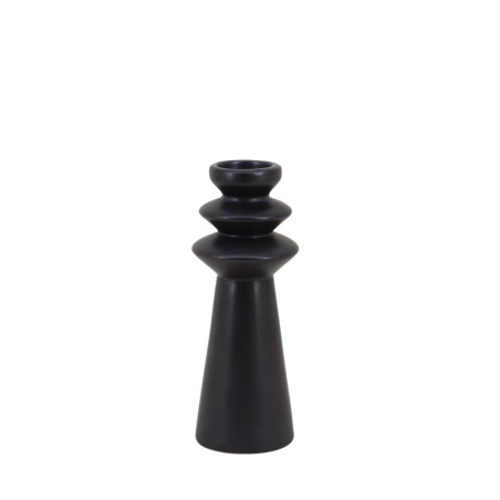 Bougeoir design en grès noir 22cm | Hashtag Déco
