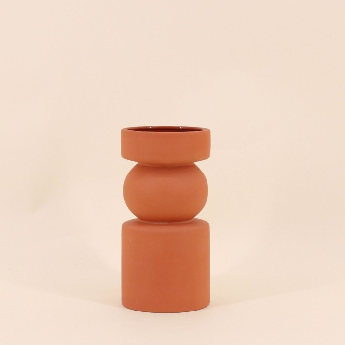 Vase géométrique terracotta en céramique 20cm | Hashtag Déco