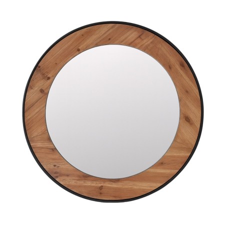 Miroir rond bois naturel et métal 80cm | Hashtag Déco