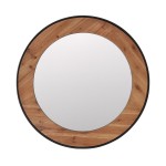 Miroir rond bois naturel et métal 80cm | Hashtag Déco