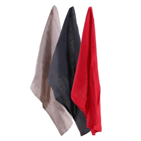 Set de 3 torchons coton gris beige rouge 50x70cm | Hashtag Déco