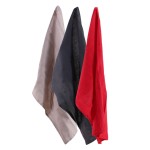 Set de 3 torchons coton gris beige rouge 50x70cm | Hashtag Déco