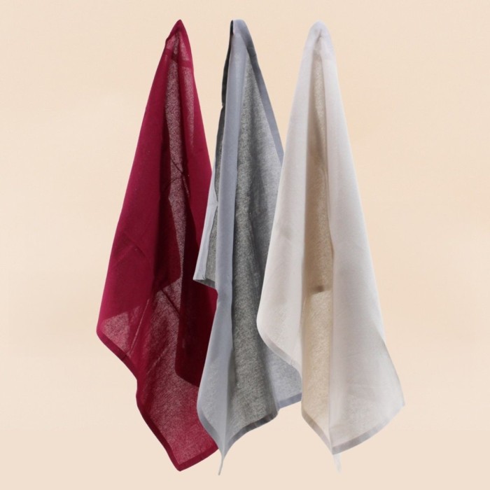 Lot de 3 torchons rouge, beige, blanc