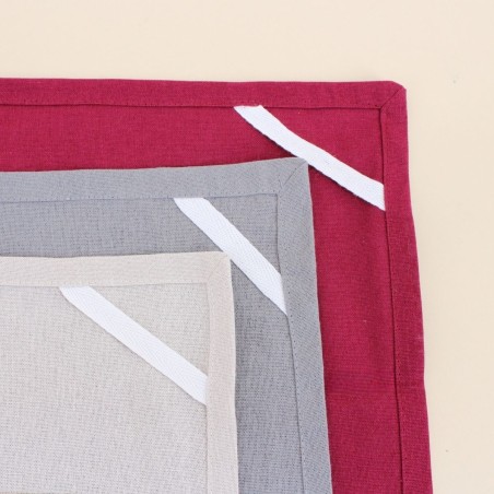 Lot de 3 torchons rouge, beige, blanc