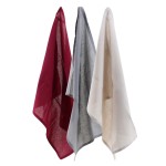 Lot de 3 torchons rouge, beige, blanc