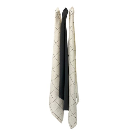 Lot de 3 torchons blanc et gris 50x70cm