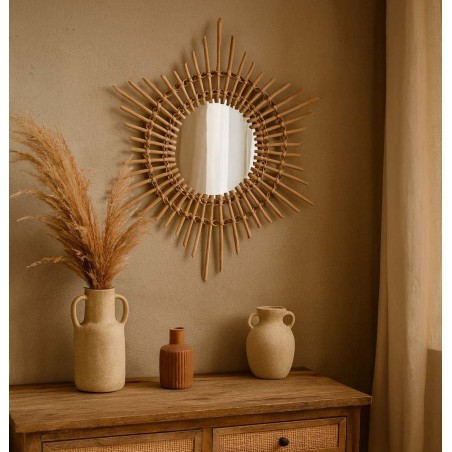 Miroir rond en rotin 58cm