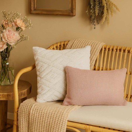Coussin en tissu beige losanges 40x40 cm | Hashtag Déco