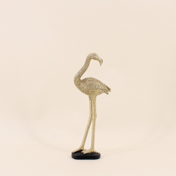 Objet déco flamand rose doré en polyrésine 30cm | Hashtag Déco