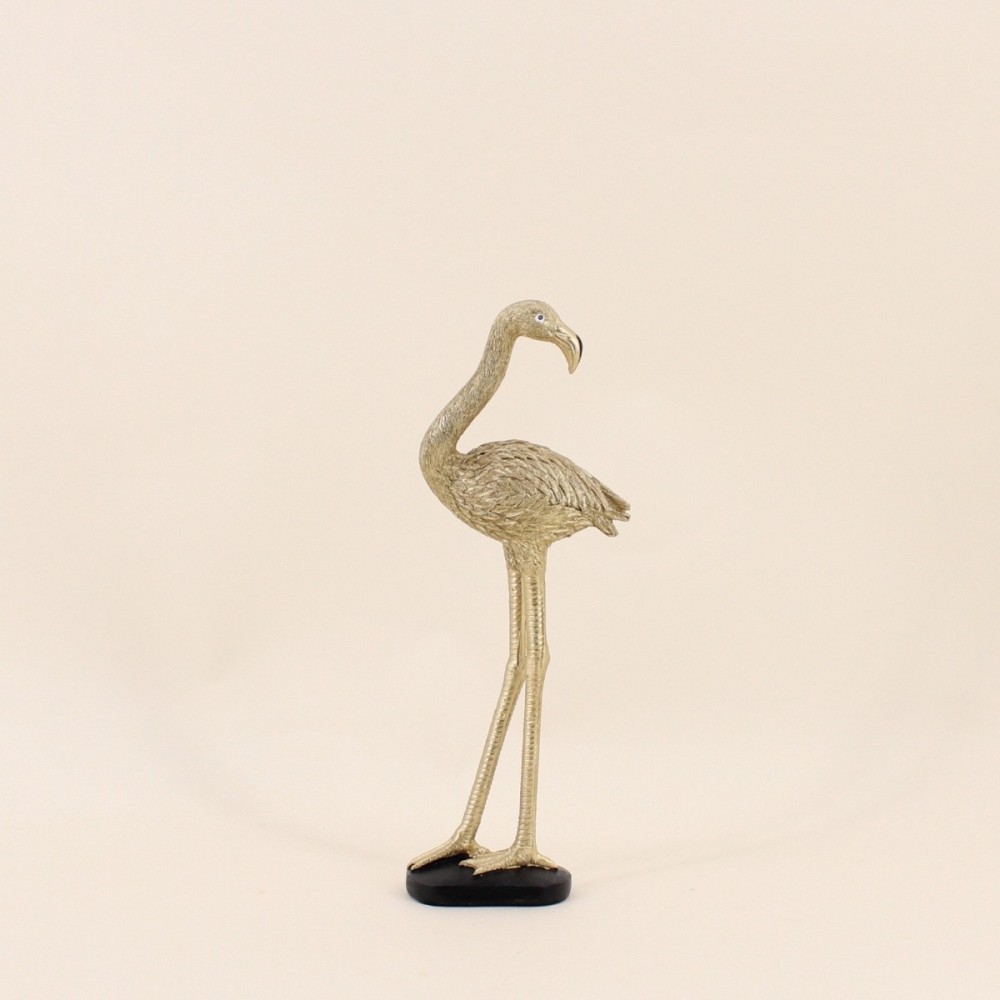 Objet déco flamand rose doré en polyrésine 30cm | Hashtag Déco