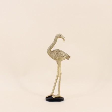Objet déco flamand rose doré en polyrésine 30cm | Hashtag Déco
