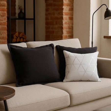 Coussin graphique blanc argent 40x40cm en coton | Hashtag Déco