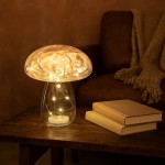 Lampe LED champignon verre rose 18cm | Hashtag Déco