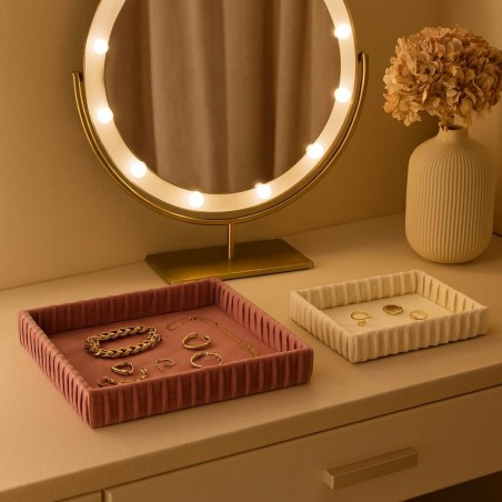 Set de 2 plateaux à bijoux en velours plissé