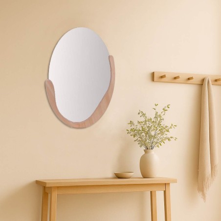 Miroir oval contour bois 60x40cm