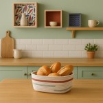 Lot de 3 paniers en corde blanc rouge | Hashtag Déco