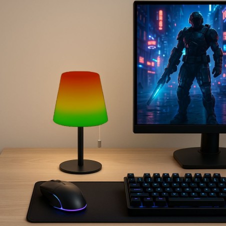 Lampe USB en métal noir abat-jour blanc 30cm