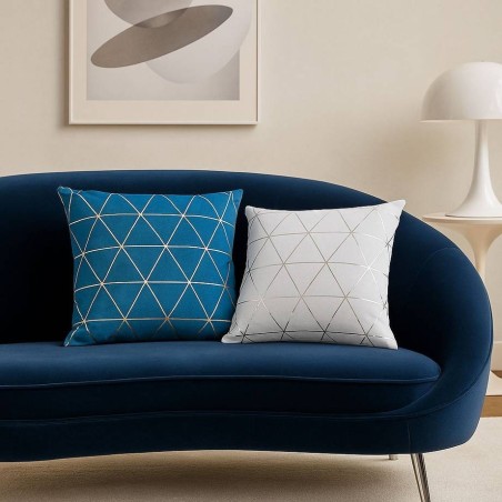 Coussin graphique blanc argent 40x40cm en coton | Hashtag Déco