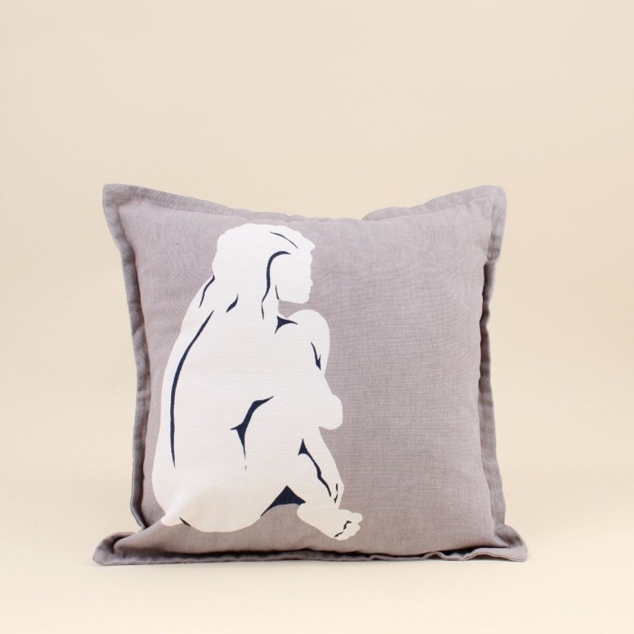 Coussin femme gris 40x40cm coton doux | Hashtag Déco