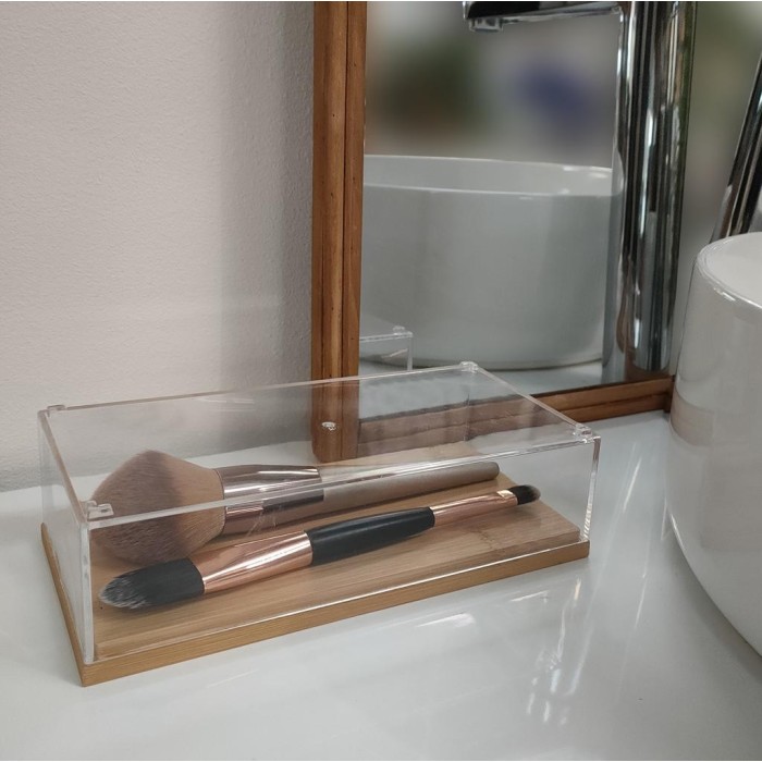 Boite à cosmétiques bois naturel 19cm | Hashtag Déco