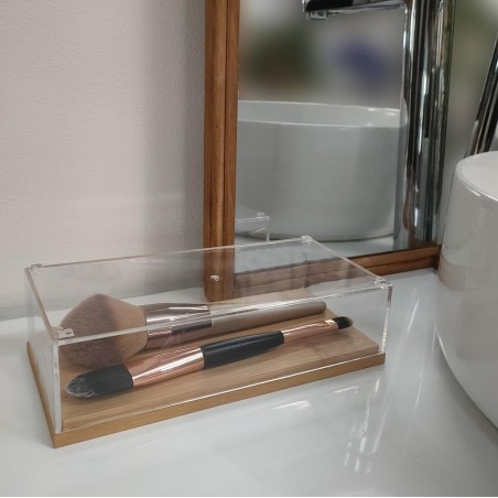 Boite à cosmétiques bois naturel 19cm | Hashtag Déco