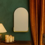 Miroir mural arche doré avec étagère | Hashtag Déco