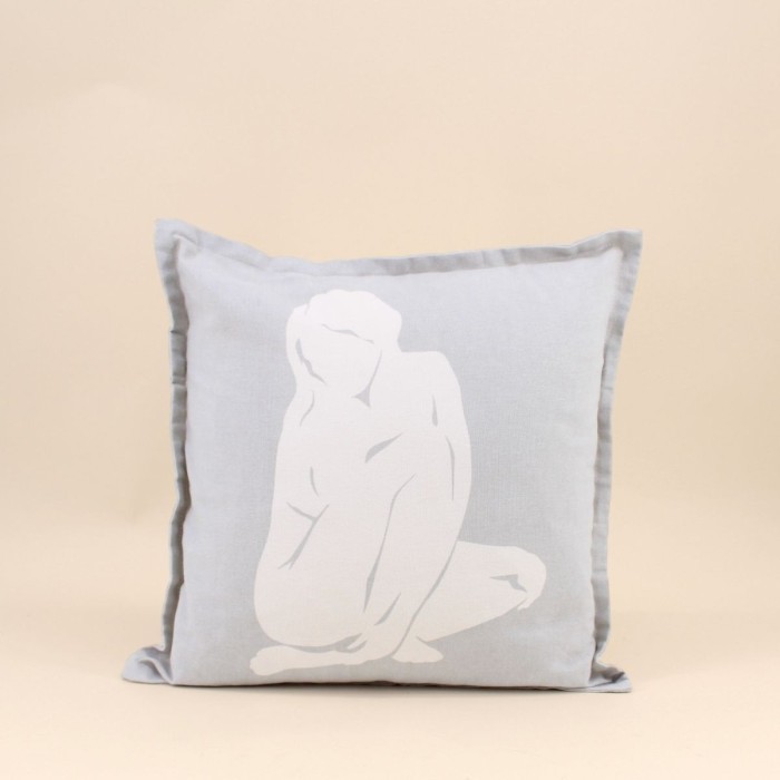 Coussin corps femme gris en coton 40cm | Hashtag Déco