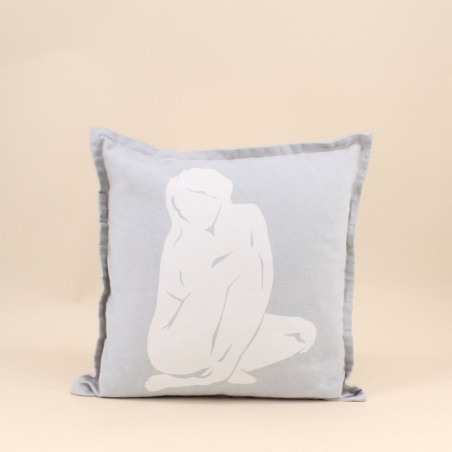 Coussin corps femme gris en coton 40cm | Hashtag Déco