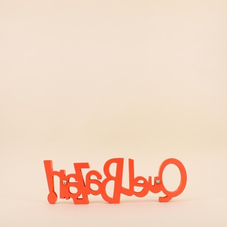 Mot décoratif orange 41cm bois "Quel bazar !" | Hashtag Déco