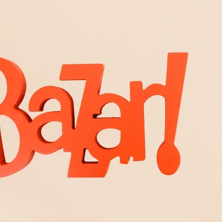 Mot décoratif orange 41cm bois "Quel bazar !" | Hashtag Déco