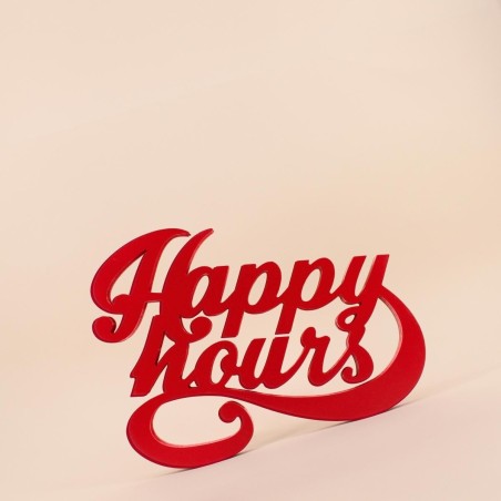 Mot décoratif happy hours rouge en bois | Hashtag Déco