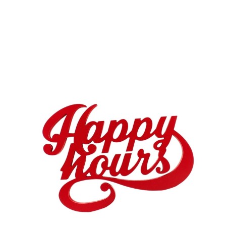 Mot décoratif happy hours rouge en bois | Hashtag Déco