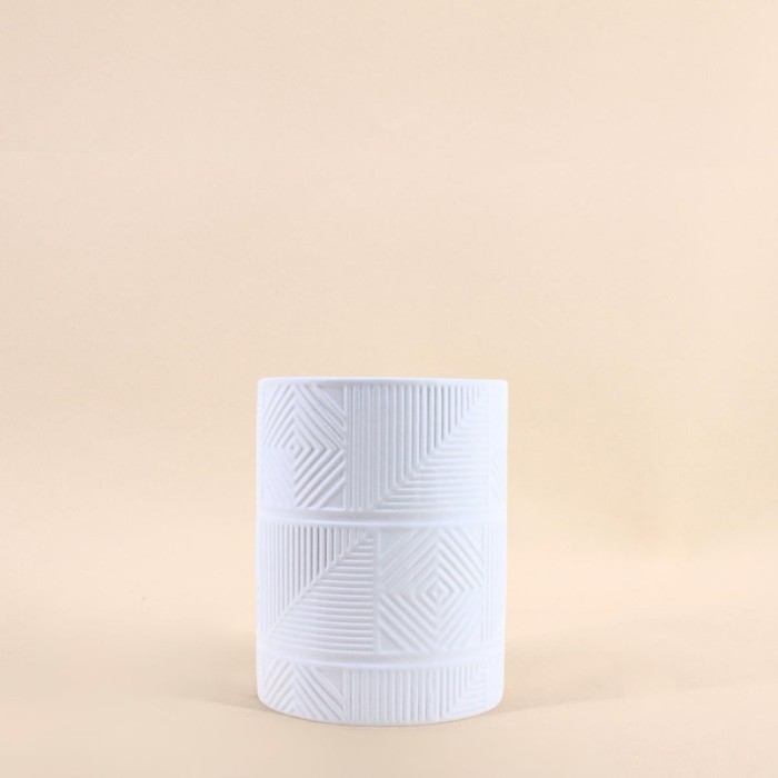 Cache-pot strié dolomite blanc 12,5cm | Hashtag Déco