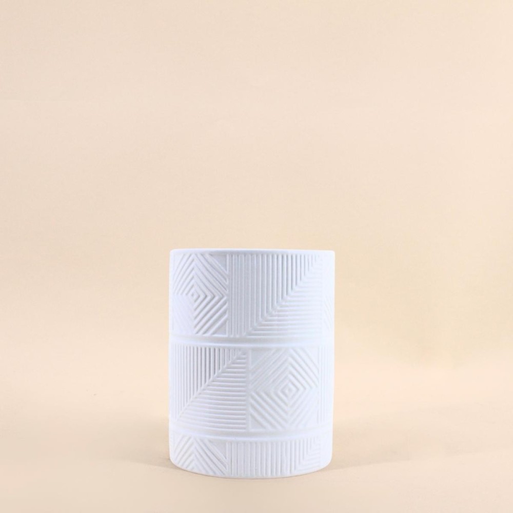 Cache-pot strié dolomite blanc 12,5cm | Hashtag Déco