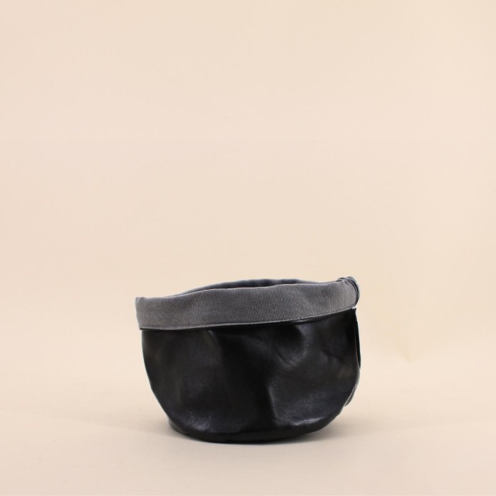 Panière reversible en tissu noir et gris 15cm | Hashtag Déco