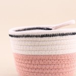 Panier en corde rose et blanc 16x11cm | Hashtag Déco