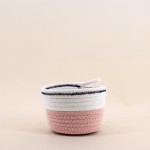 Panier en corde rose et blanc 16x11cm | Hashtag Déco