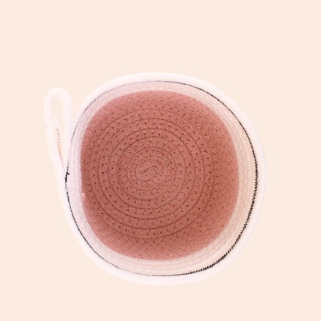 Panier en corde rose et blanc 16x11cm | Hashtag Déco