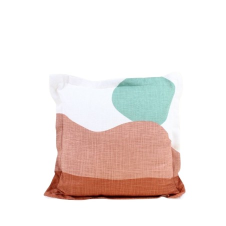 Coussin formes arrondies coton rouge vert 40x40cm | Hashtag Déco