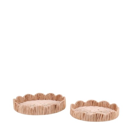 Set de 2 plateaux ronds en rotin beige | Hashtag Déco
